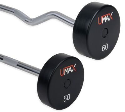 Umax Premium Solid Steel Urethane EZ Curl Barbell Set 20-110